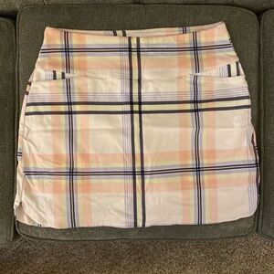 Lady Hagen Plaid Golf Skort in Cream and Pink Size Large
